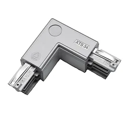 Zubehör für 3-Phasen Stromschiene GLOBALtrac® PRO - L-Verbinder XTS 34 - Links (Stromführung innen), Grau