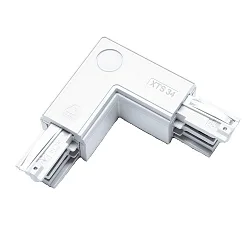 Zubehör für 3-Phasen Stromschiene GLOBALtrac® PRO - L-Verbinder XTS 34 - Links (Stromführung innen), Weiß