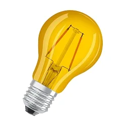 LED Deko-Filamentlampe STAR DÉCOR CLASSIC A60, E27, 2.5W 2200K 235 300°, schaltbar, gelb / klar