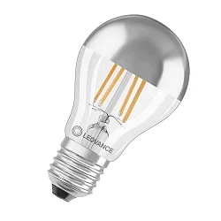 LED Kopfspiegel-Filamentlampe CLASSIC MIRROR A50 CL SILVER, E27, 6.5W 2700K 650lm 300°, schaltbar, silber matt / klar