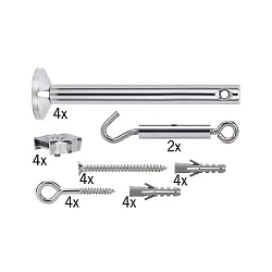 Zubehör für Seilsysteme 12V WIRE SYSTEM L&E - Spann-Montageset, 4 Umlenker, 165mm, Chrom