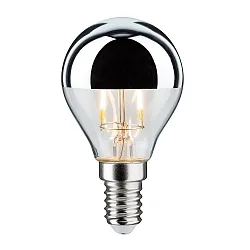 LED Filament Kopfspiegel-Tropfen SILBER, 230V, E14, 2.6W 2700K 220lm, klar