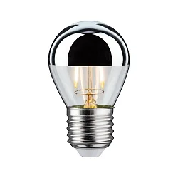 LED Filament Kopfspiegel-Tropfen SILBER, 230V, E27, 2.6W 2700K 220lm, klar