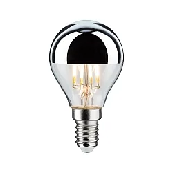 LED Filament Kopfspiegel-Tropfen SILBER, 230V, E14, 4.8W 2700K 440lm, dimmbar, klar
