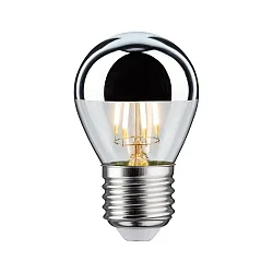 LED Filament Kopfspiegel-Tropfen SILBER, 230V, E27, 4.8W 2700K 360lm, dimmbar, klar