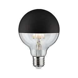 LED Deko-Filament G95 Kopfspiegel MATTSCHWARZ, Ø 9.5cm, 230V, E27, 6.5W 2700K 600lm, dimmbar