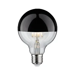 LED Deko-Filament G95 Kopfspiegel SCHWARZCHROM, Ø 9.5cm, 230V, E27, 6.5W 2700K 600lm, dimmbar