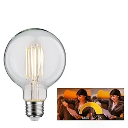 LED Filament Globe Lamp G95, 230V, E27, 7W 1800-3000K 806lm, dim-to-warm, glass clear