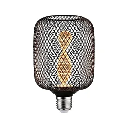 LED Deko-Filament METALLIC GLOW ZYLINDER HELIX, Ø 10cm, E27, 3.5W 1800K 110lm, Metallkorb, schaltbar, schwarz