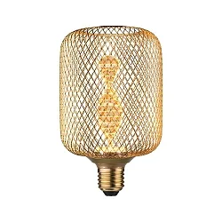 LED Deko-Filament METALLIC GLOW ZYLINDER HELIX, Ø 10cm, E27, 3.5W 1800K 130lm, Metallkorb, schaltbar, Messing