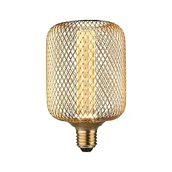 LED Deko-Filament METALLIC GLOW ZYLINDER SPIRAL, Ø 10cm, E27, 4.2W 1800K 200lm, Metallkorb, schaltbar, Messing