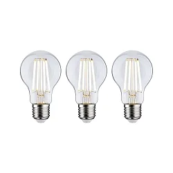 3er Set LED Filament Birnenform ECO-LINE AGL, E27, 4W 3000K 840lm, schaltbar, klar