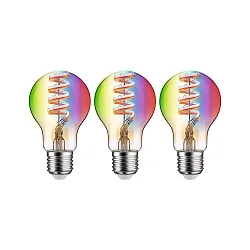 LED Smart Home Filamentlampe ZigBee AGL, 3er Pack, RGBW, E27, 230V, 6,3W, 2200-6500K, 470lm, dimmbar, gold