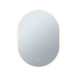 LED Leuchtspiegel MIRRA, IP44, oval, 60 x 80cm, 22W 3000-6500K (WhiteSwitch), mit Touchdimmer + Heizfunktion, weiß