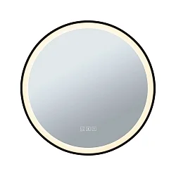 LED Leuchtspiegel MIRRA, IP44, rund, Ø 59cm, 23.5W 2700/4000/6500K (WhiteSwitch), mit Touch-Dimmer + Heizfunktion, schwarz
