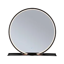 LED Leuchtspiegel MIRO, IP44, rund, Ø 50cm, mit Ablage, schwarz matt, mit Rahmen, 14W 2700-6500K (Tunable White) 160lm,CRi >90
