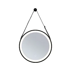 LED Leuchtspiegel MIRO, IP44, Ø 40cm, 10W 2700-6500K (Tunable White) 200lm, CRi >90, mit Stoffriemen (verstellbar), schwarz