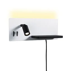 LED Wandleuchte SERRA LED Leseleuchte, rechts, 5,5W/2,6W, 2700K, 520lm, IP20, mit USB-C, Anschluss, dimmbar, weiß/schwarz