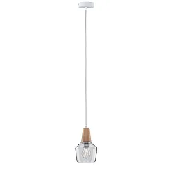 Pendelleuchte NEORDIC YLVIE, 230V, E27 max. 20W, Holz / Glas klar, handgefertigt