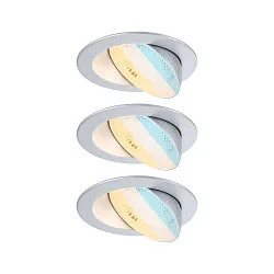 LED Einbaustrahler AUMUS, 36°, 3er Set, rund, schwenkbar, 5W, 2700-6500K, 750lm, IP20, dimmbar, chrom matt