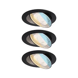 LED Einbaustrahler AUMUS, 36°, 3er Set, rund, schwenkbar, 5W, 2700-6500K, 750lm, IP20, dimmbar, schwarz matt