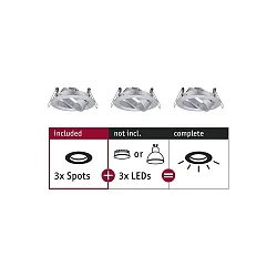 3er-Set Einbauleuchte CHOOSE, schwenkbar, IP23, 230V, max. 3x 10W Ø5.1cm, Alu gedreht