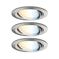 3er Pack LED Einbauleuchte NOVA PLUS ZigBee COIN TW, rund, Ø 8.4cm, 230V, 6W 2700-6500K 460lm, Eisen gebürstet