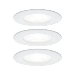 3er-Set Einbauspot LED NOVA, IP44, starr, 230V, inkl. 3x GU10 6.5W 4000K 450lm 36°, Weiß matt