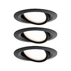 LED Deckeneinbauleuchte NOVA PLUS COIN IP65 rund, 3er-Set, 6W, 2700K, dimmbar, schwarz matt