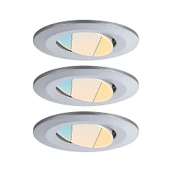 LED Deckeneinbauleuchte CALLA IP65, rund, 3er-Set, 5,5W, 550lm, dimmbar, chrom matt
