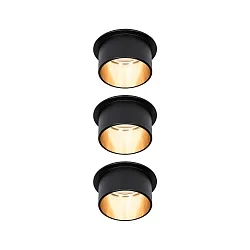 recessed luminaire GIL COIN LED round, rigid, set of 3 IP44, gold, black matt dimmable 470lm 2700K CRI >80