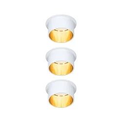 recessed luminaire GIL COIN LED round, rigid, set of 3 IP44, gold, white matt dimmable 470lm 2700K CRI >80