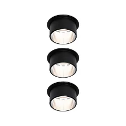 recessed luminaire GIL COIN LED round, rigid, set of 3 IP44, brushed iron, black matt dimmable 470lm 2700K CRI >80
