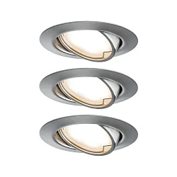 3er-Set Einbauleuchten-Set BASE COIN, IP20, Ø 9cm, 230V, inkl. LED Modul 5W 3000K 370lm 100°, On-Off, schwenkbar, eisen