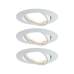 3er-Set Einbauleuchten-Set BASE COIN, IP20, Ø 9cm, 230V, inkl. LED Modul 5W 3000K 370lm 100°, On-Off, schwenkbar, weiß