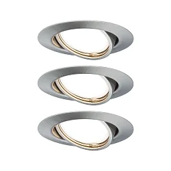 3er-Set Einbauleuchten-Set BASE COIN, IP20, Ø 9cm, 230V, inkl. LED Modul 5W 3000K 370lm 100°, 3step dimmbar, schwenkbar, eisen
