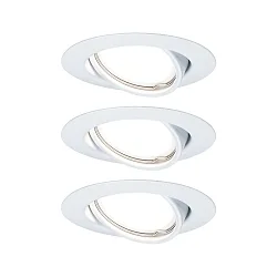 3er-Set Einbauleuchten-Set BASE COIN, IP20, Ø 9cm, 230V, inkl. LED Modul 5W 3000K 370lm 100°, 3step dimmbar, schwenkbar, weiß
