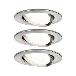 3er-Set LED Einbauleuchten-Set NOVA, IP23, rund, Ø 8.4cm, schwenkbar, 230V, inkl. GU10 6.5W 2700K 460lm 38°, Eisen gebürstet