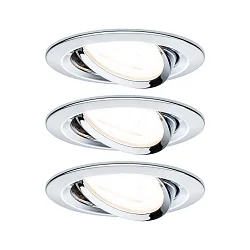 recessed luminaire NOVA LED round, swivelling, set of 3 GU10 IP23, chrome  19,5W 460lm 2700K 38° 38° CRI >80