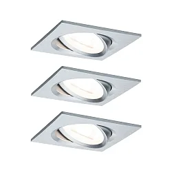 recessed luminaire NOVA LED square, swivelling, set of 3 GU10 IP23, aluminium  19,5W 460lm 2700K 38° 38° CRI >80