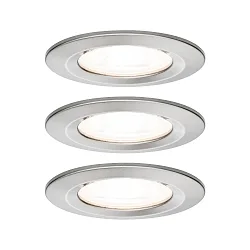 recessed luminaire NOVA LED round, rigid, set of 3 GU10 IP44, brushed iron  19,5W 460lm 2700K 38° 38° CRI >80