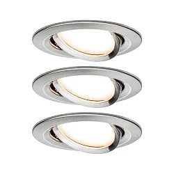recessed luminaire NOVA COIN LED round, swivelling, set of 3 IP23, brushed iron  19,5W 460lm 2700K 100° 100° CRI >80