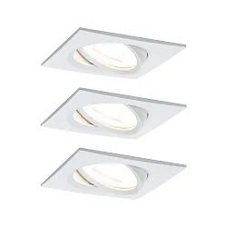 3er-Set LED Einbauleuchten-Set NOVA COIN, IP23, eckig, 8.4 x 8.4cm, schwenkbar, inkl. Modul 6.5W 2700K 460lm 100°, Weiß matt