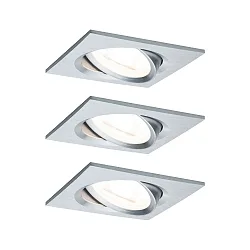 recessed luminaire NOVA COIN LED square, swivelling, set of 3 IP23, aluminium  19,5W 460lm 2700K 100° 100° CRI >80