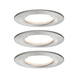 recessed luminaire NOVA COIN LED round, rigid, set of 3 IP44, brushed iron  19,5W 460lm 2700K 100° 100° CRI >80