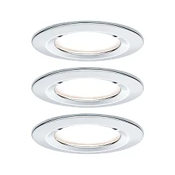 recessed luminaire NOVA COIN LED round, rigid, set of 3 IP44, chrome  460lm 2700K 100° 100° CRI >80