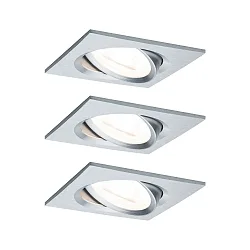 recessed luminaire NOVA LED square, swivelling, set of 3 GU10 IP23, aluminium dimmable 19,5W 460lm 2700K 38° 38° CRI >80