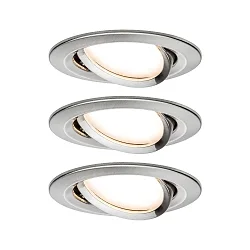 recessed luminaire NOVA COIN LED round, swivelling, set of 3 Coin IP23, brushed iron dimmable 19