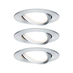3er-Set LED Einbauleuchten-Set NOVA COIN, IP23, rund, schwenkbar, inkl. 6.5W 2700K 460lm 100°, 3step dimmbar, Alu gedreht