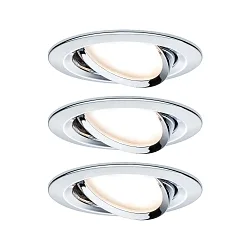 3er-Set LED Einbauleuchten-Set NOVA COIN, IP23, rund, schwenkbar, inkl. 6.5W 2700K 460lm 100°, 3step dimmbar, Chrom